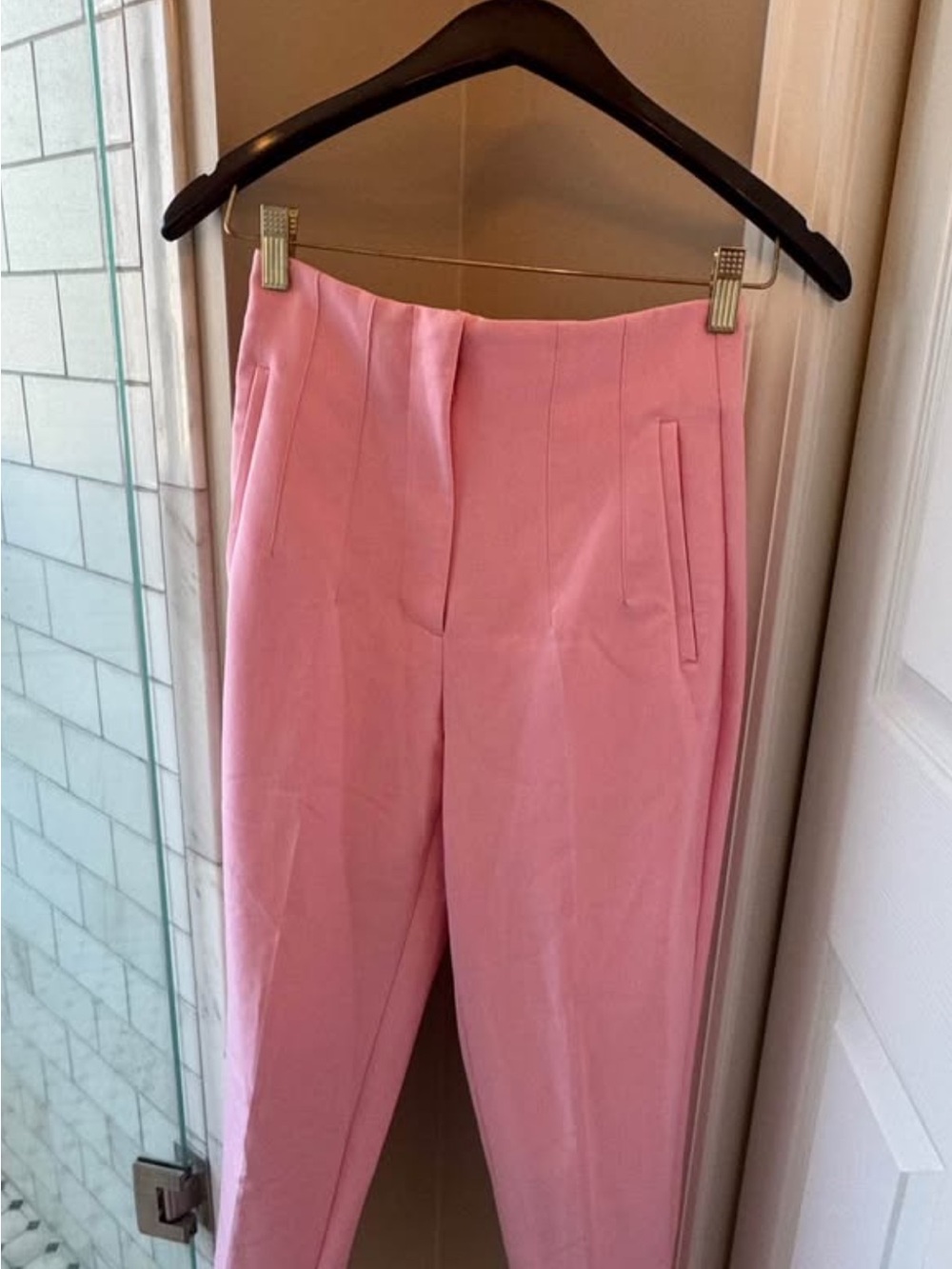 Zara High-Rise Pink Tailored Pants for Women